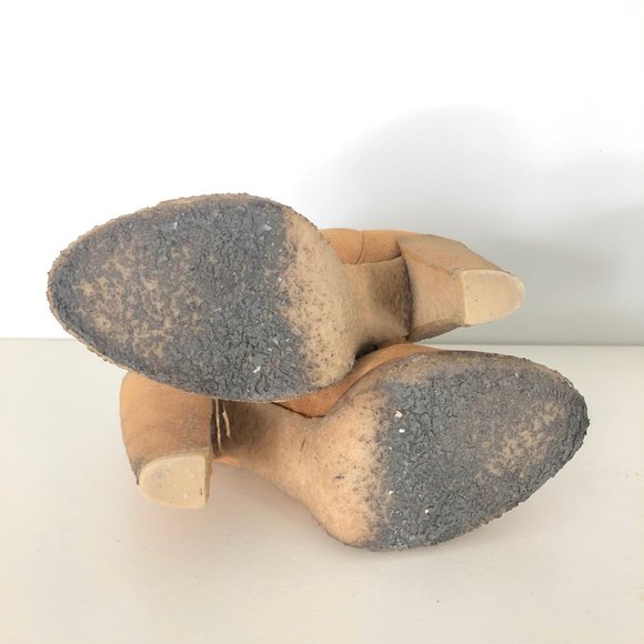 Belle by Sigerson Morrison Tan Suede Ankle Booties Platform Chelsea Boots 35 5 - Picture 5 of 6
